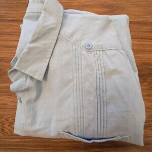 Unique Coofandy Pleated Sky Blue Shirt XXL Urban Drip Statement Piece Sleek Edgy